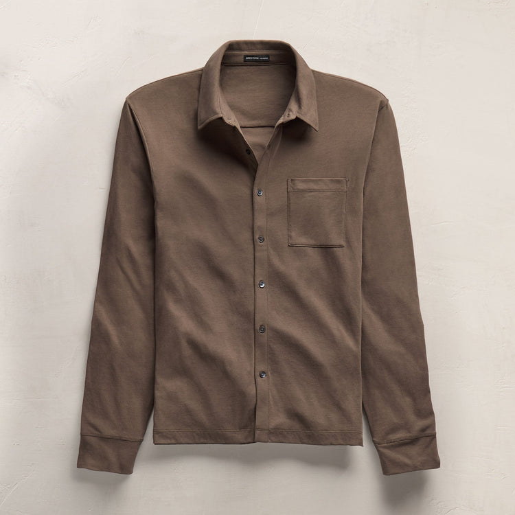 Clean Finish Jersey Shirt in Caribou | James Perse Los Angeles