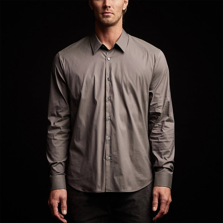 Matte Stretch Poplin Dress Shirt in Dusk | James Perse Los Angeles
