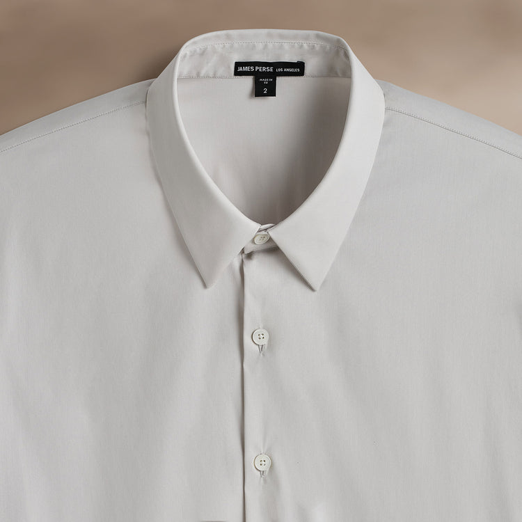 Matte Stretch Poplin Dress Shirt in Light Mist | James Perse Los Angeles