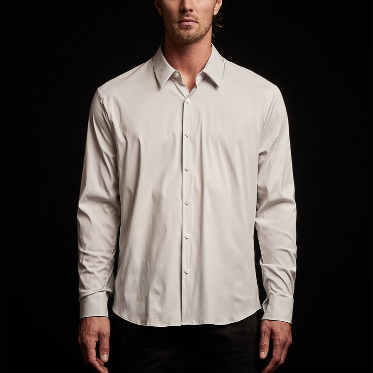 Matte Stretch Poplin Dress Shirt in Silver | James Perse Los Angeles