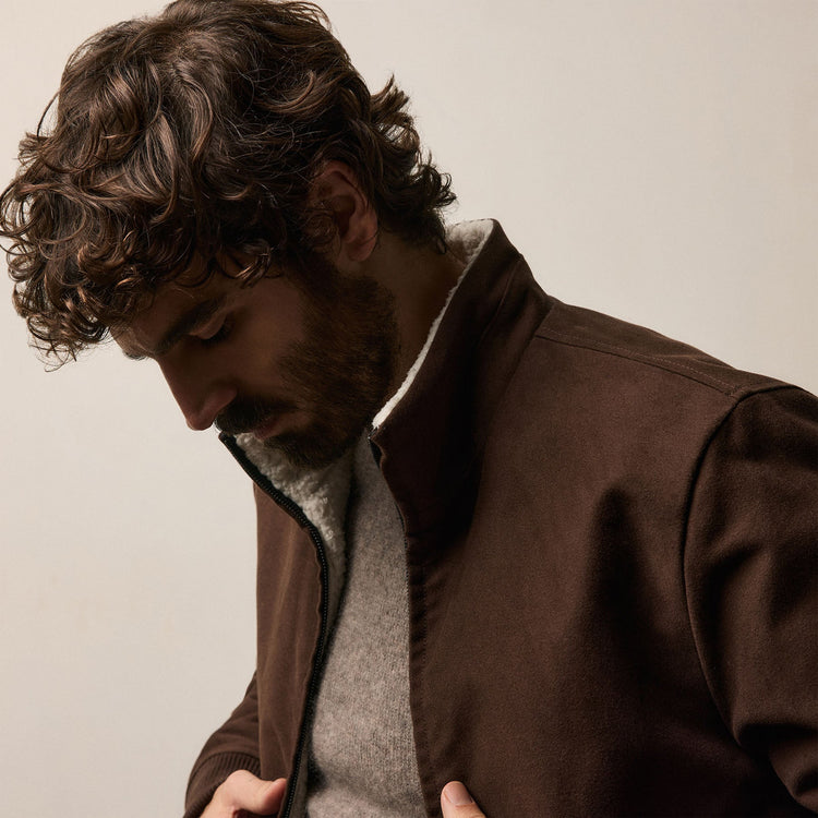 Cotton Moleskin Flight Jacket in Porcupine | James Perse Los Angeles