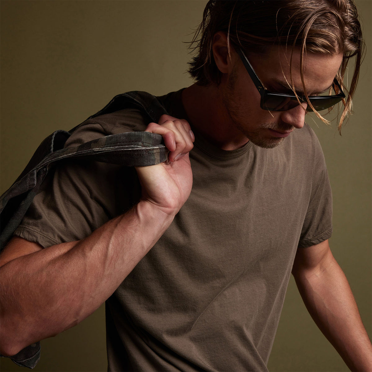 Luxe Lotus Jersey Tee in Sergeant | James Perse Los Angeles