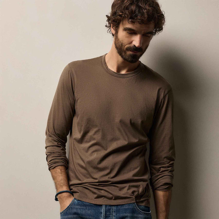 Luxe Lotus Jersey Crew in Caribou | James Perse Los Angeles