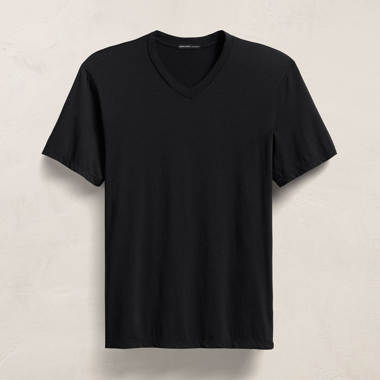 Luxe Lotus Jersey V Neck - Black
