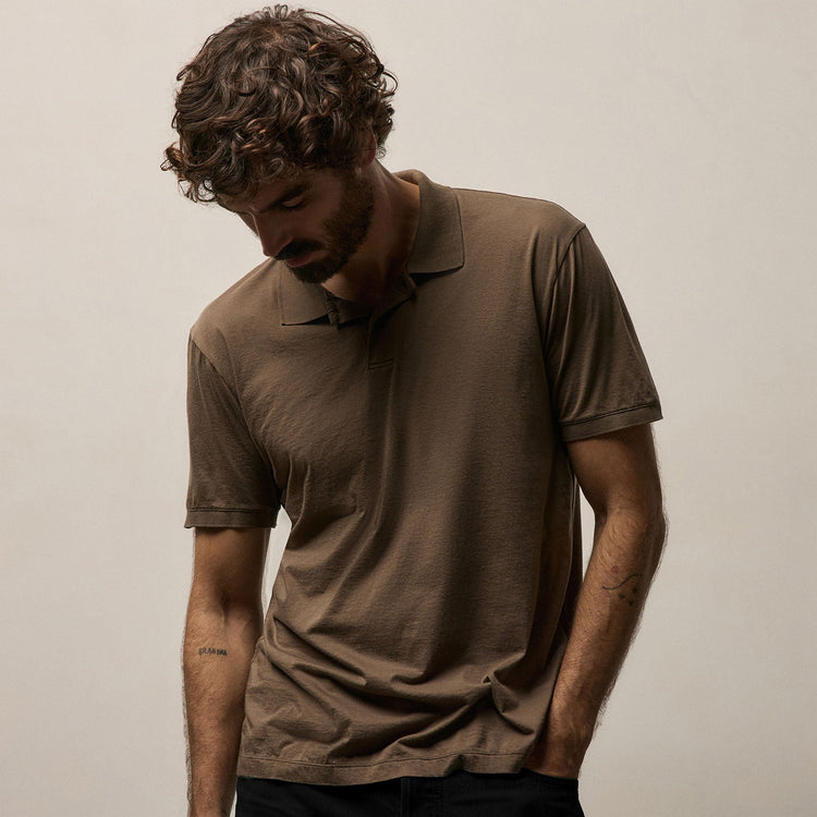 Luxe Lotus Jersey Polo in Caribou | James Perse Los Angeles