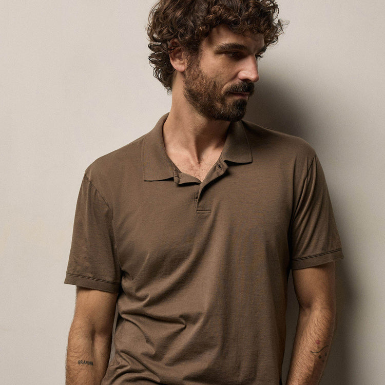 Luxe Lotus Jersey Polo in Caribou | James Perse Los Angeles