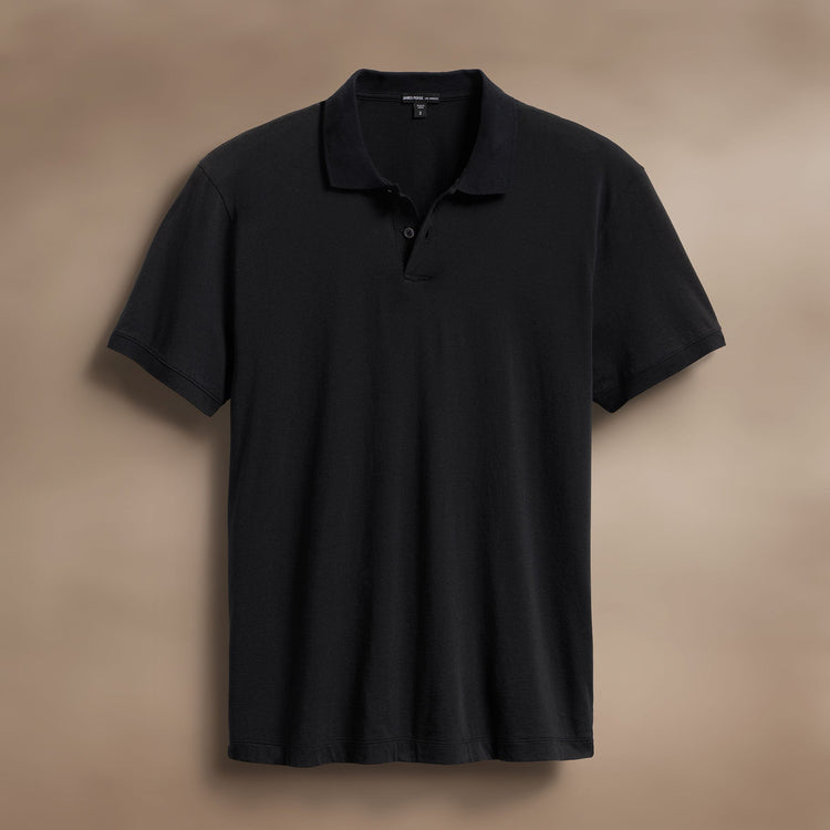 Luxe Lotus Jersey Polo in Black | James Perse Los Angeles