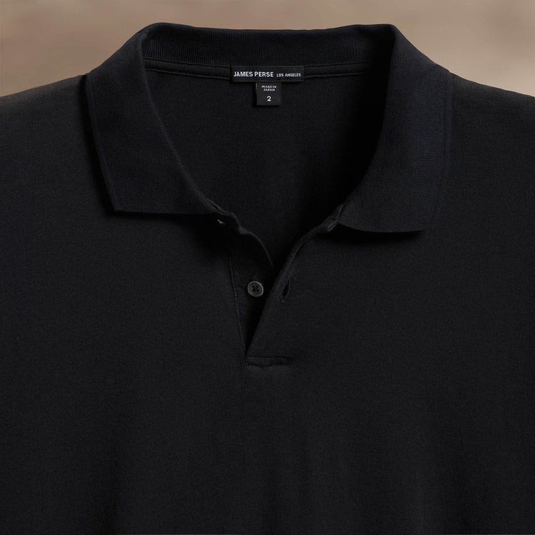 Luxe Lotus Jersey Polo in Black | James Perse Los Angeles