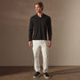 Luxe Lotus Jersey Long Sleeve Polo in Black | James Perse Los Angeles