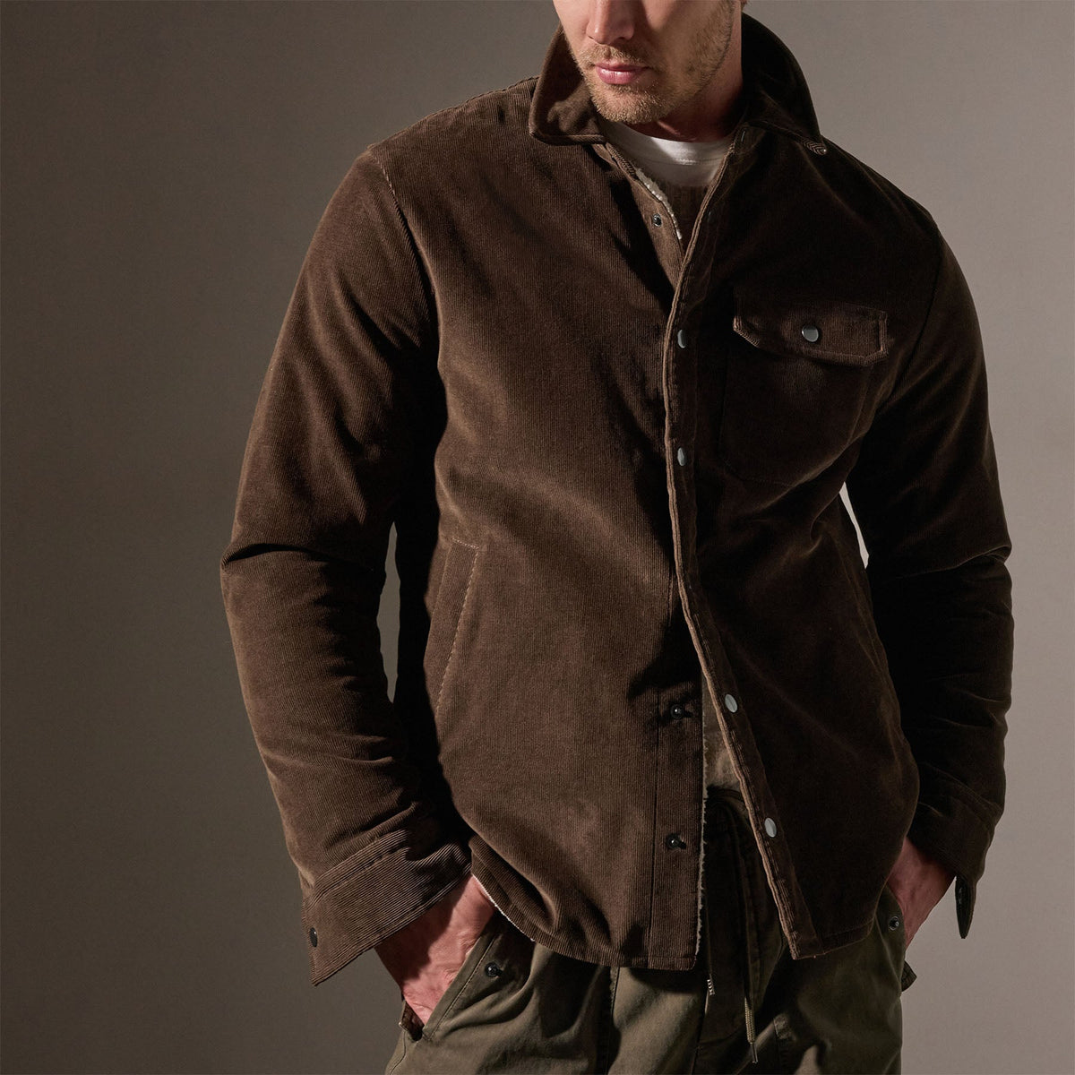 Corduroy Sherpa Jacket in Umber Pigment | James Perse Los Angeles
