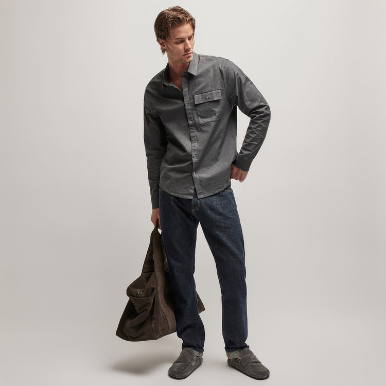Garment Washed Shirt in Anthracite | James Perse Los Angeles