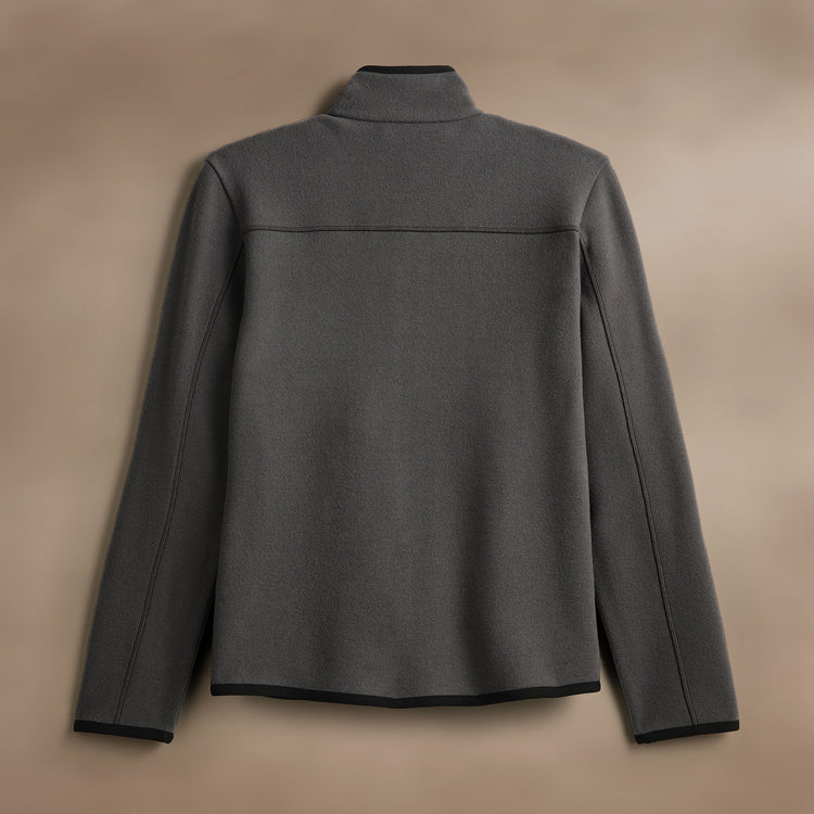 Wool Jersey Zip Front Funnel Neck in Mid Grey/Black | James Perse Los Angeles