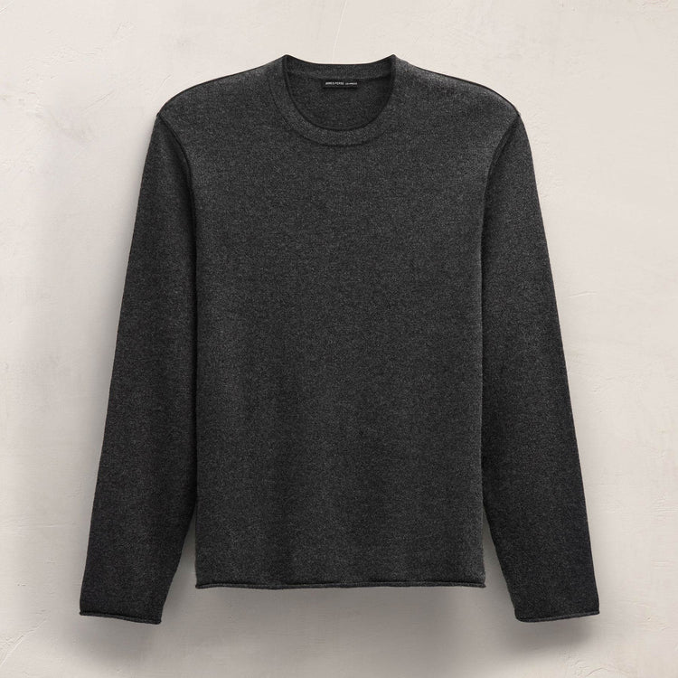 Italian Spun Cashmere Crewneck in Anthracite/Black | James Perse Los Angeles