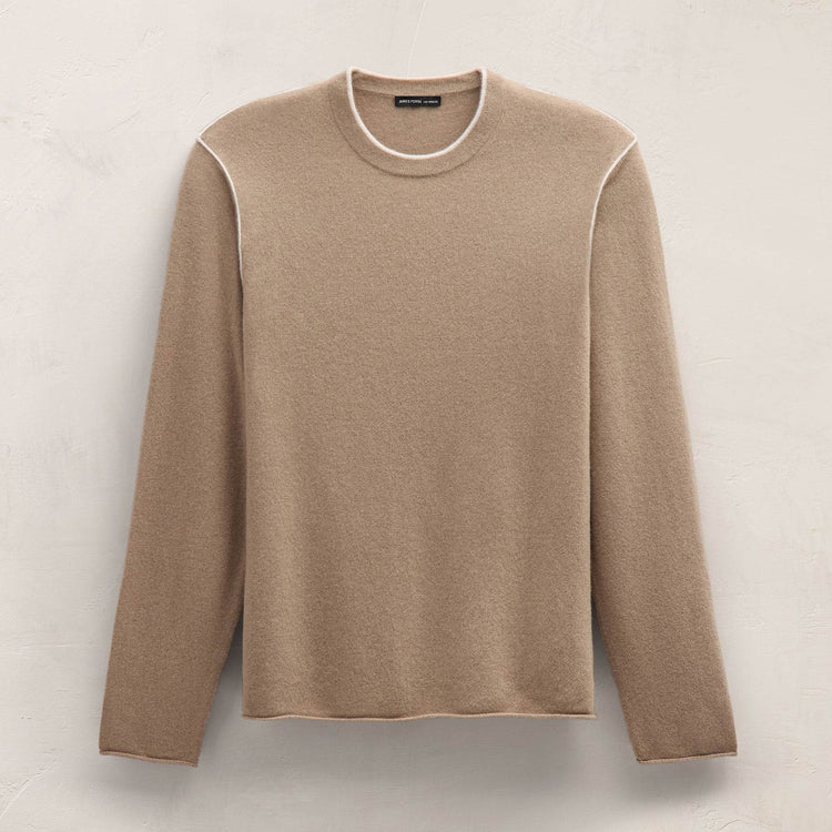 Italian Spun Cashmere Crewneck in Coffee/Stucco | James Perse Los Angeles