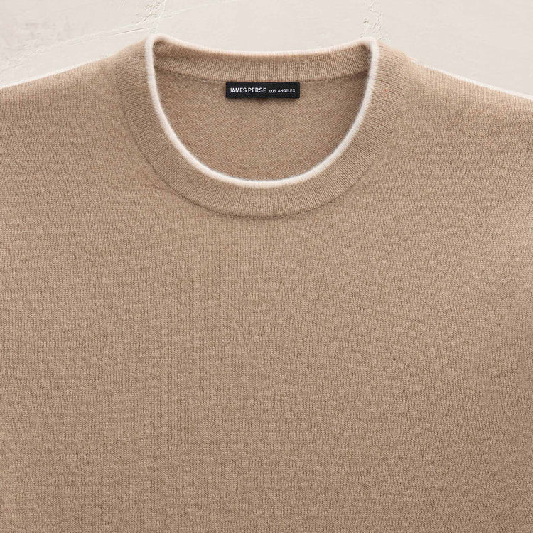 Italian Spun Cashmere Crewneck in Coffee/Stucco | James Perse Los Angeles