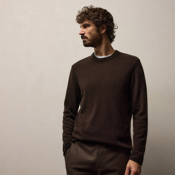 Italian Spun Cashmere Crewneck in Kona/Black | James Perse Los Angeles