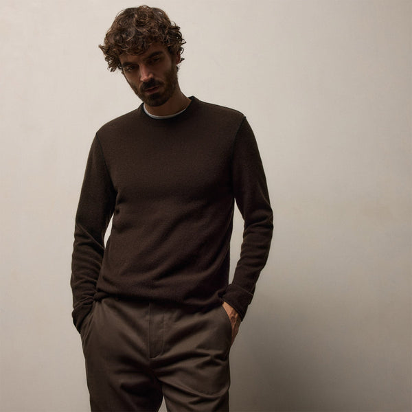 Italian Spun Cashmere Crewneck in Kona/Black | James Perse Los Angeles
