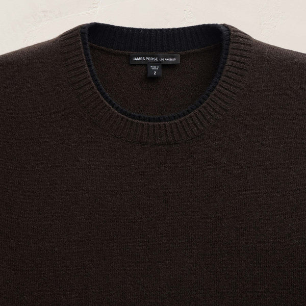 Contrast Trim Cashmere Crew in Kona/Black | James Perse Los Angeles