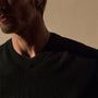Italian Spun Cashmere Vee in Black/Anthracite | James Perse Los Angeles