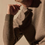 Italian Spun Cashmere Vee in Warm Brown/Mid Brown | James Perse Los Angeles