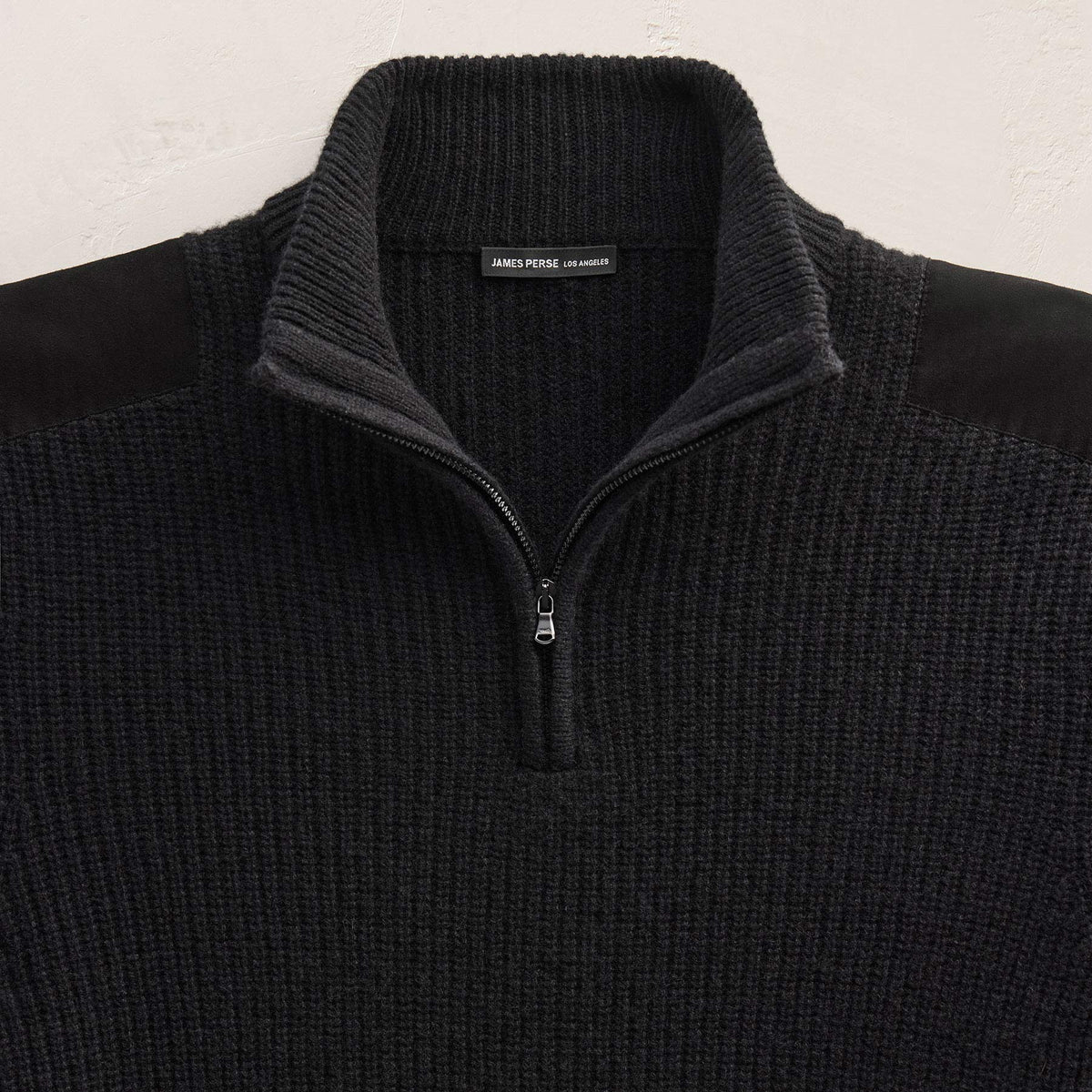 Italian Spun Cashmere Half Zip in Black | James Perse Los Angeles