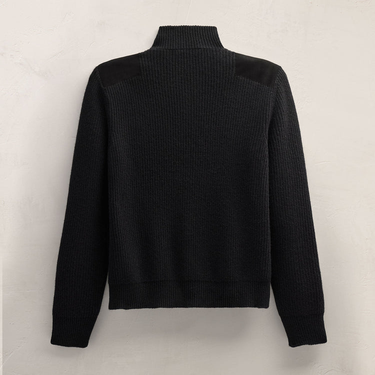 Italian Spun Cashmere Half Zip in Black | James Perse Los Angeles