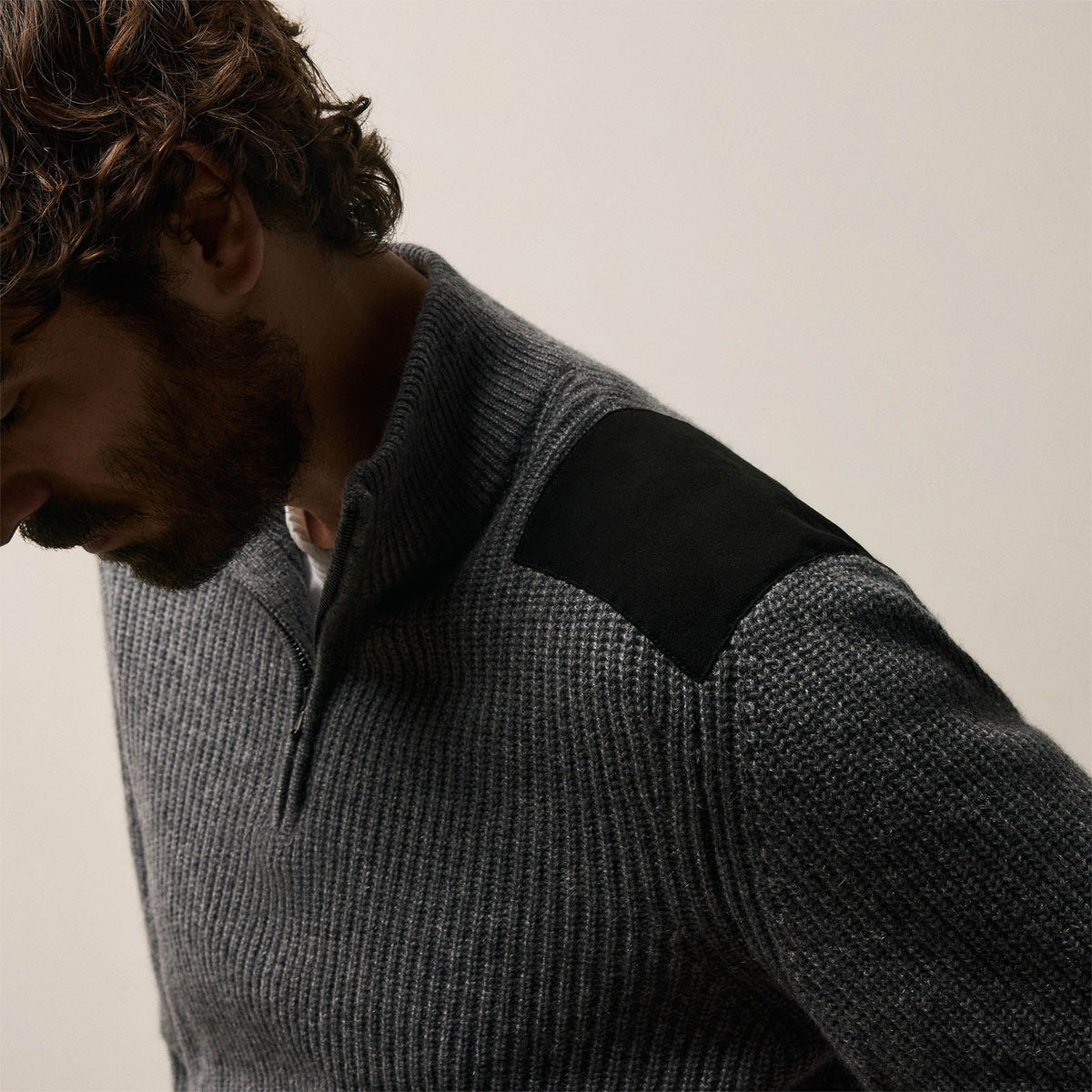 Italian Spun Cashmere Half Zip in Mid Grey | James Perse Los Angeles