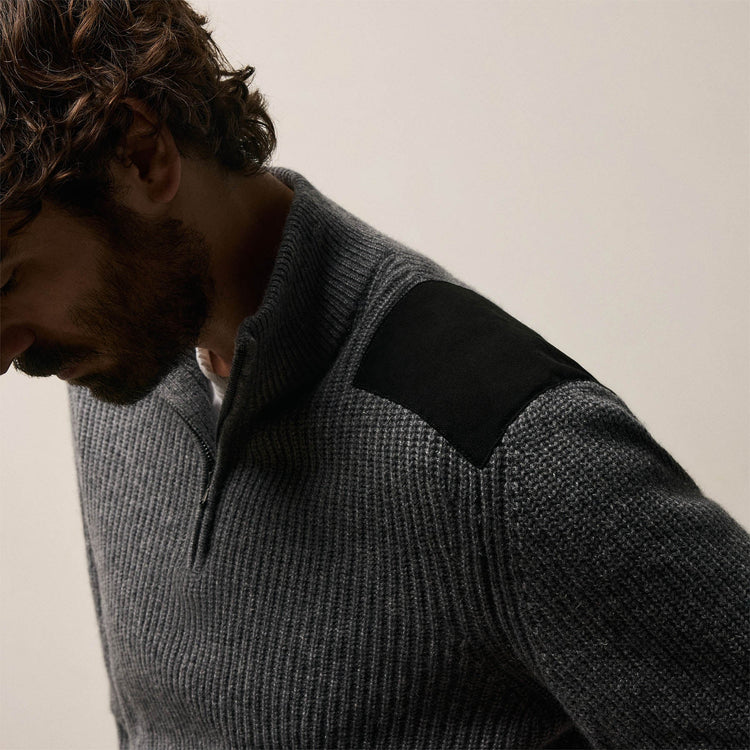 Italian Spun Cashmere Half Zip in Mid Grey | James Perse Los Angeles