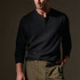 Natural Slub Jersey Henley in Black | James Perse Los Angeles