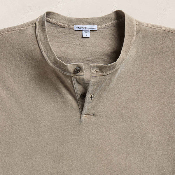 Slub Jersey Short Sleeve Henley in Overcast Pigment | James Perse Los Angeles