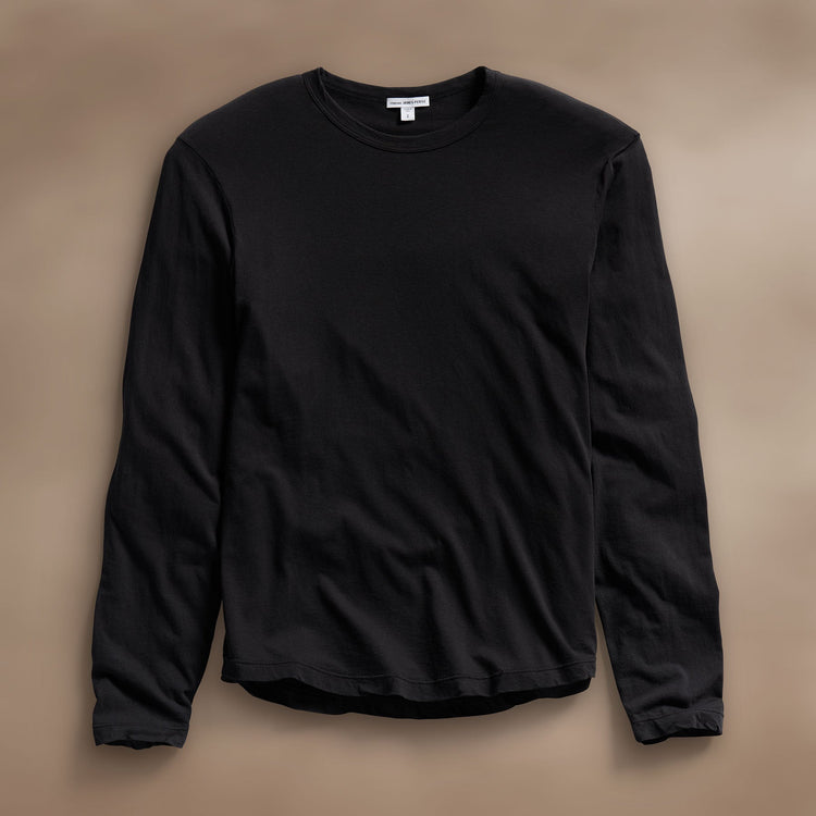 Shirttail Hem Crew in Black | James Perse Los Angeles