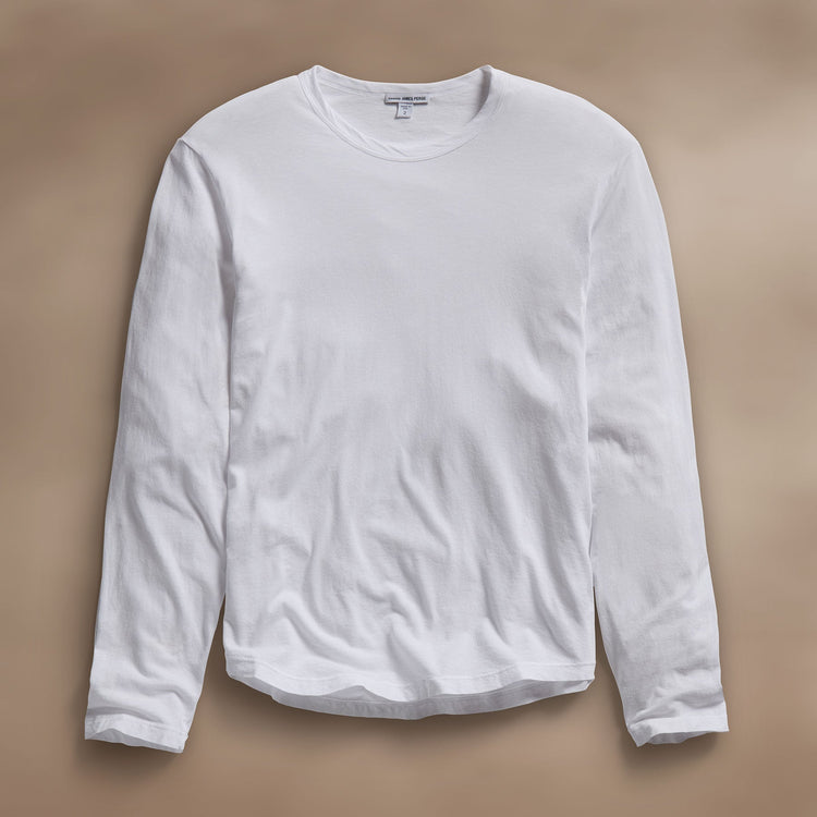 Shirttail Hem Crew in White | James Perse Los Angeles