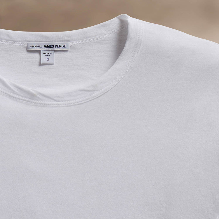 Shirttail Hem Crew in White | James Perse Los Angeles