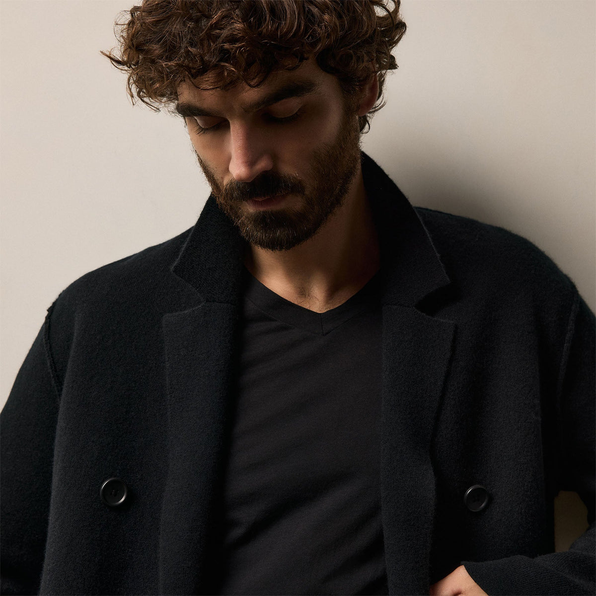 Clear Jersey V Neck in Black | James Perse Los Angeles