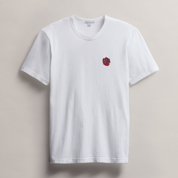Men's Short Sleeve Crew Neck Grateful Dead Rose in White/Red | James Perse Los Angeles