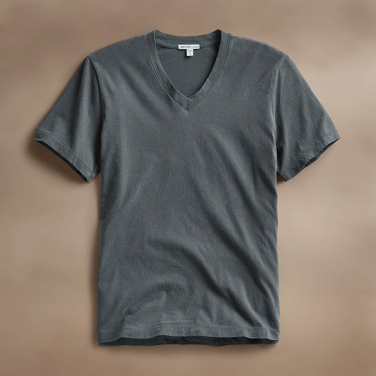 Short Sleeve V Neck in Asphalt Pigment | James Perse Los Angeles
