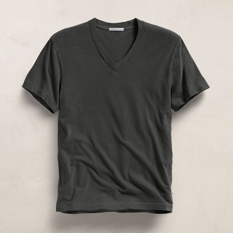 Short Sleeve V Neck in Carbon Pigment | James Perse Los Angeles