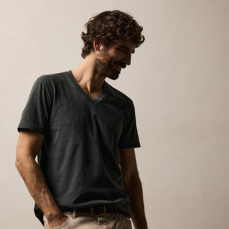 Short Sleeve V Neck in Carbon Pigment | James Perse Los Angeles