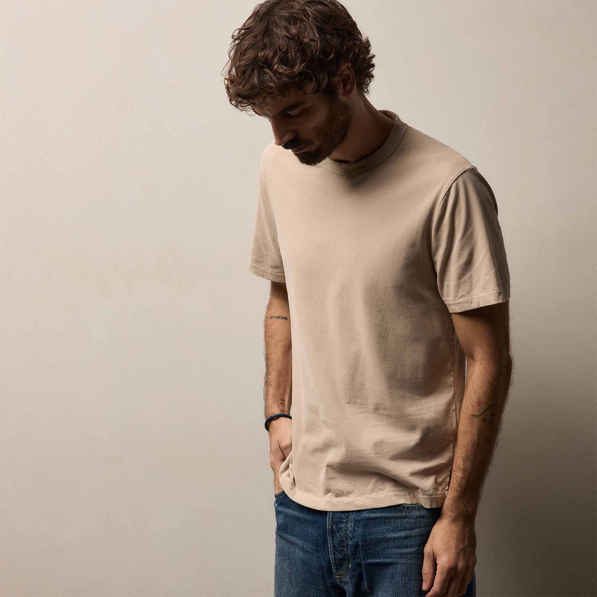 Heavy Luxe Jersey Crew in Stone | James Perse Los Angeles