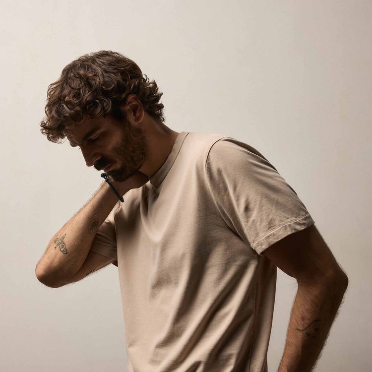 Heavy Luxe Jersey Crew in Stone | James Perse Los Angeles