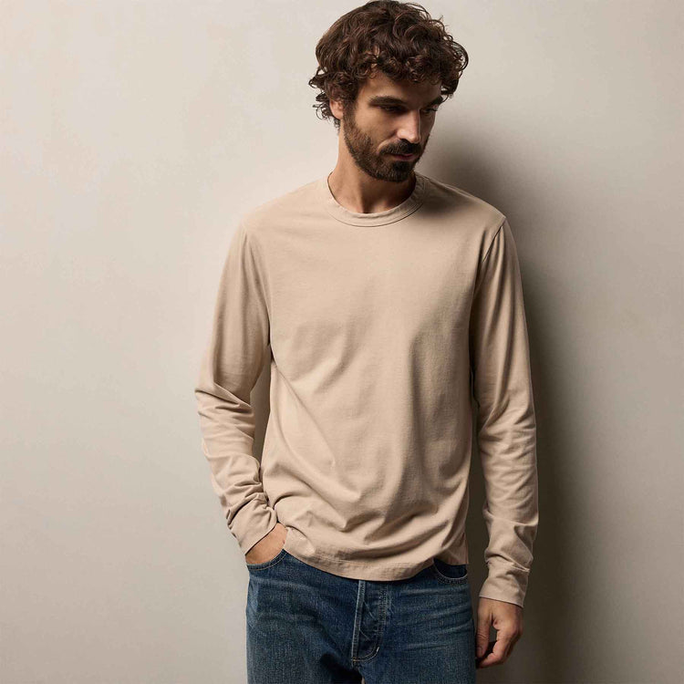 Heavy Luxe Jersey Long Sleeve in Stone | James Perse Los Angeles