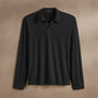 Heavy Luxe Jersey Long Sleeve Polo  in Black | James Perse Los Angeles