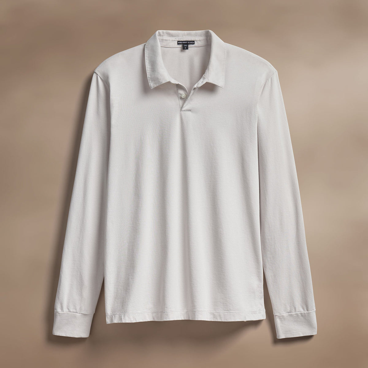 Heavy Luxe Jersey Long Sleeve Polo in Light Mist | James Perse Los Angeles