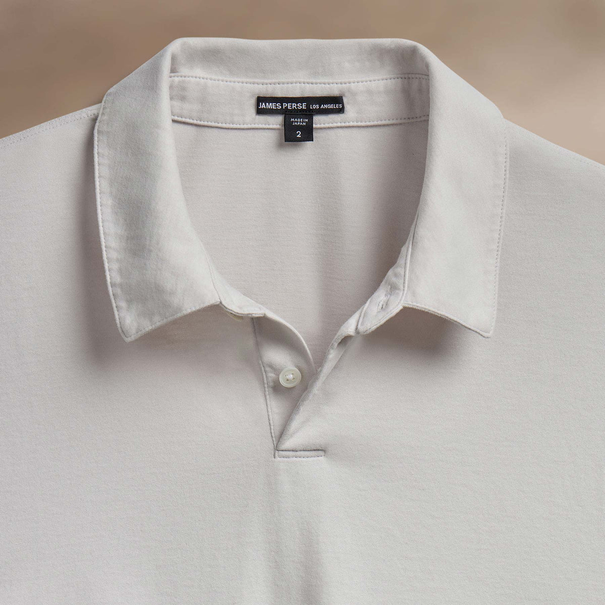 Heavy Luxe Jersey Long Sleeve Polo in Light Mist | James Perse Los Angeles