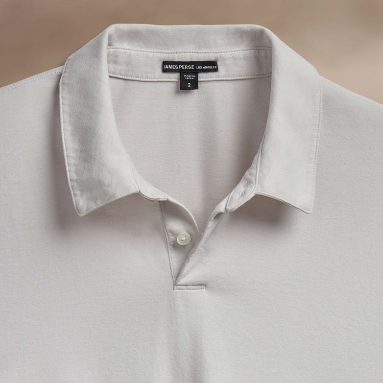 Heavy Luxe Jersey Long Sleeve Polo in Light Mist | James Perse Los Angeles