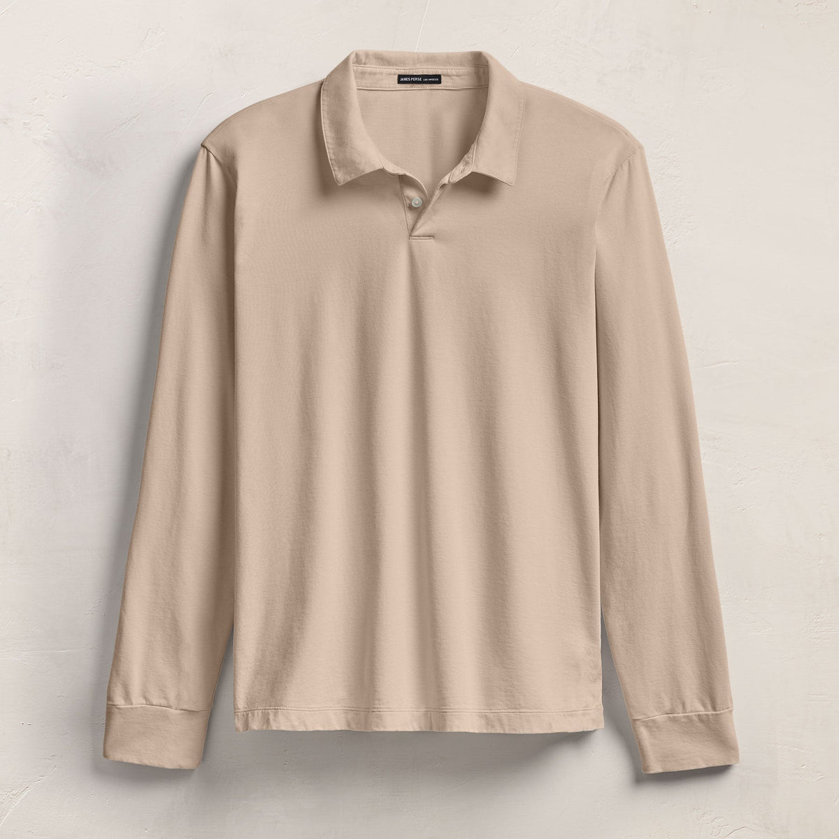 Heavy Luxe Jersey Long Sleeve Polo in Stone | James Perse Los Angeles