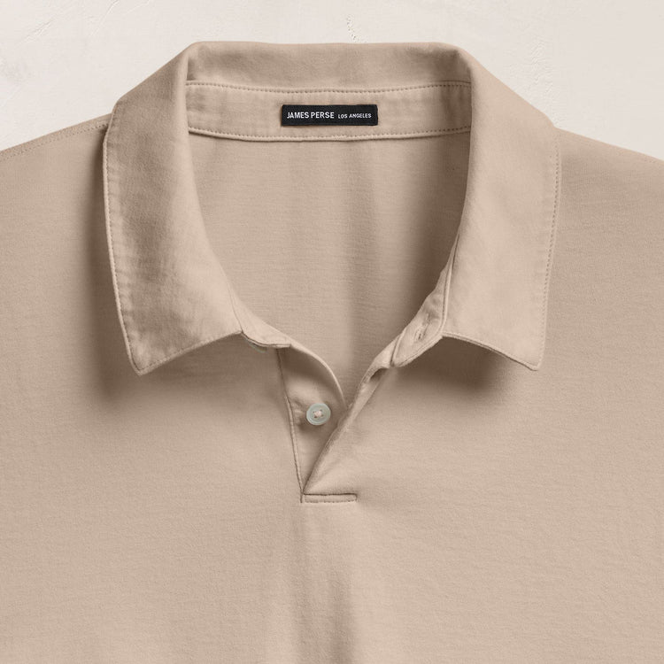 Heavy Luxe Jersey Long Sleeve Polo in Stone | James Perse Los Angeles