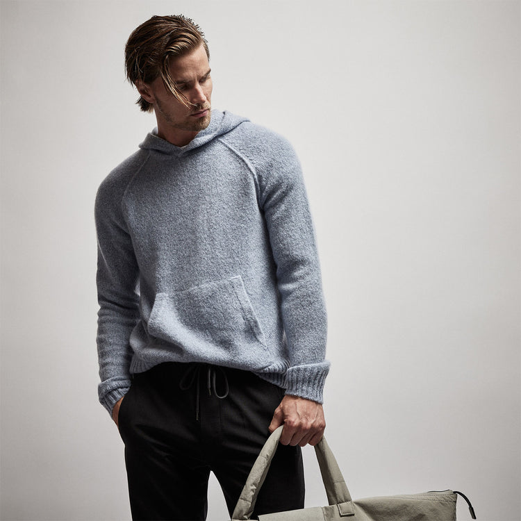 Mid Gauge Cashmere Hoodie in Atlantic | James Perse Los Angeles