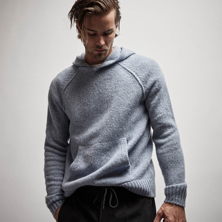 Mid Gauge Cashmere Hoodie in Atlantic | James Perse Los Angeles