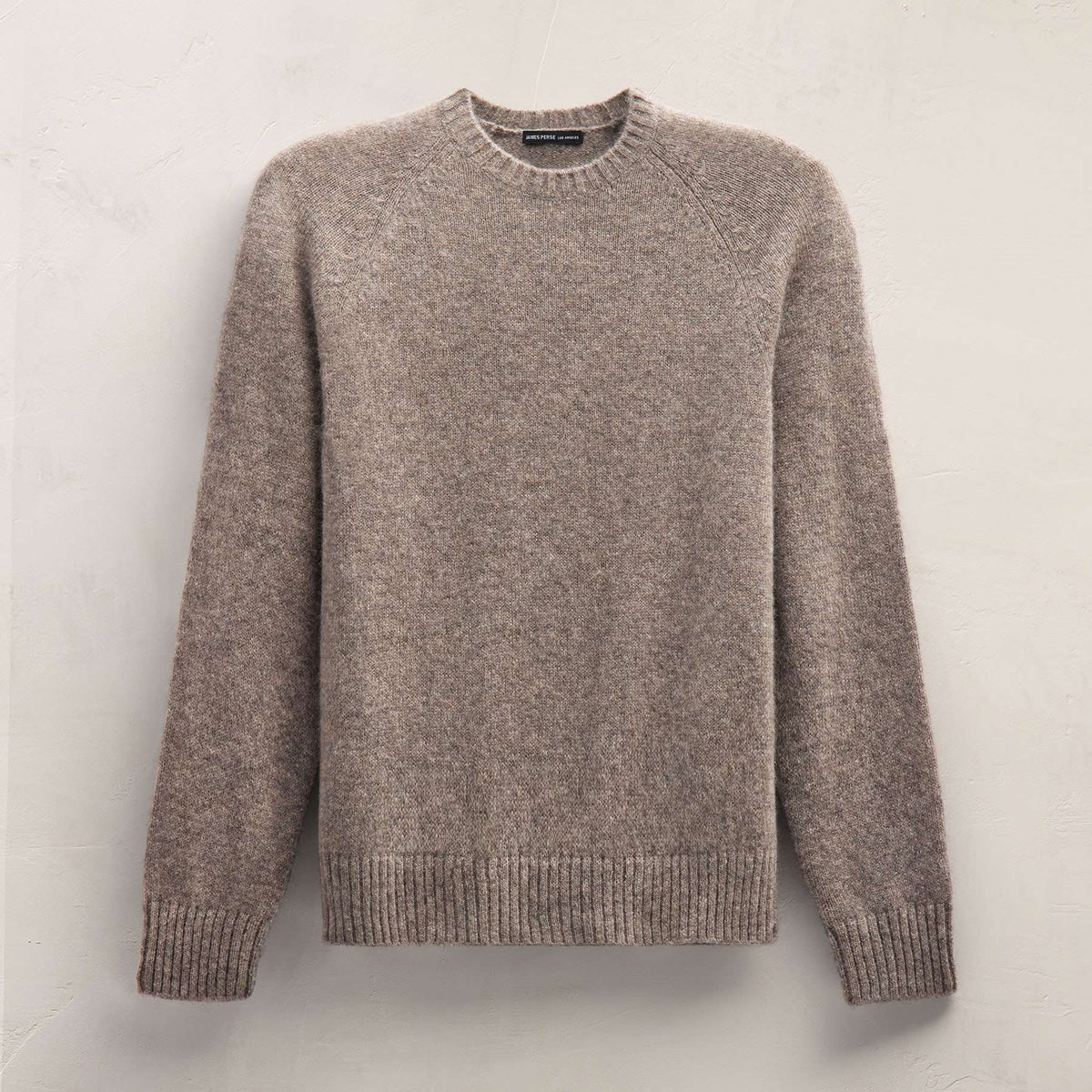 Lightweight Textured Cashmere Crew in Beige Melange | James Perse Los Angeles